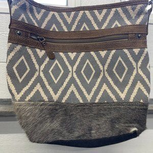 Myra bag crossbody Up Cycled Canvas/Tapestry, Fur